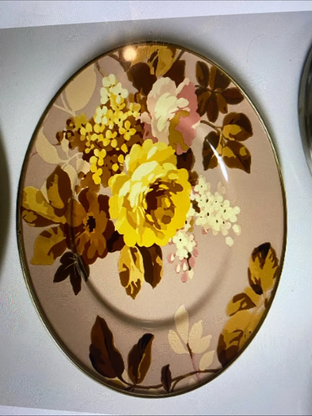 Mackenzie-Childs Wild Rose Mauve Stainless Steel Salad Plates (2) NWOT